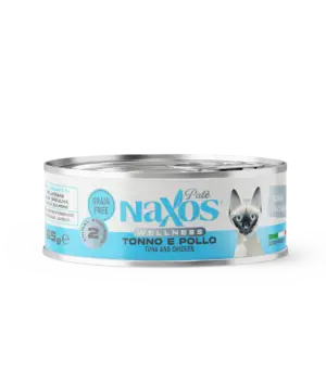 NAXOS CAT STERILIZED - tuńczyk i kurczak - puszka dla kotów sterylizowanych 85g