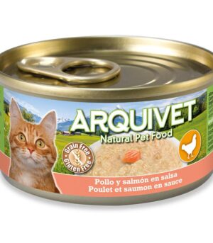 ARQUIVET puszka dla kota kurczak w sosie z łososiem 80g